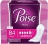Poise Incontinence Pads, Maximum Absorbency, Long, 84 Count (2 Packs of 42)