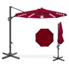 360-Degree Solar LED Cantilever Offset Patio Umbrella w/ Tilt - 10ft, Appears New