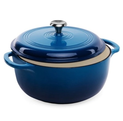 6qt Non-Stick Enamel Cast-Iron Dutch Oven Kitchen Cookware w/ Side Handles, Appears New