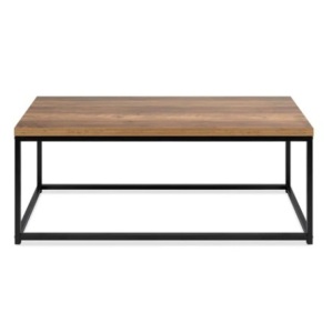 44in Modern Industrial Rectangular Wood Grain Coffee Table w/ Metal Frame, Brown