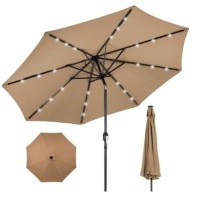 Solar LED Lighted Patio Umbrella w/ Tilt Adjustment, UV-Resistance - 10ft, Appears New