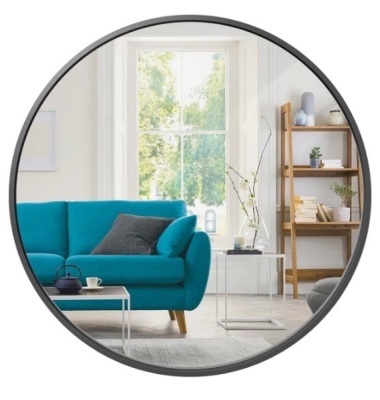 Framed Round Bathroom Vanity Wall Mirror w/ Anti-Blast Film - 36in, Appears New