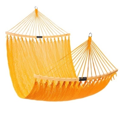 2-Person Woven Polyester Hammock w/ Curved Bamboo Spreader Bar, Carry Bag, Appears New