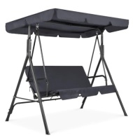 3-Person Outdoor Canopy Swing Glider Furniture w/ Cushions, Steel Frame, Appears New
