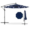 Solar LED Offset Hanging Patio Umbrella w/ Crank Tilt Adjustment - 10ft, Appears New