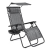 Folding Zero Gravity Recliner Patio Lounge Chair w/ Canopy, Side Tray, Appears New