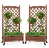 Set of 2 Wood Planter Box & Lattice Trellis w/ Optional Wheels - 48in, Appears New