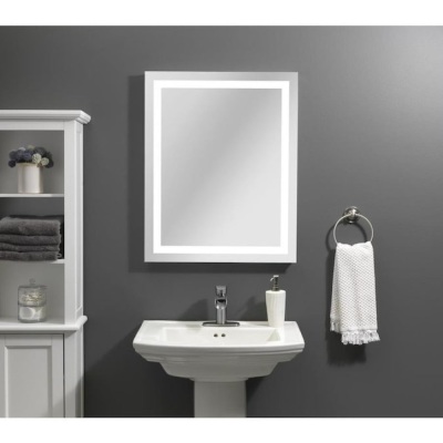 Style Selections 24-in Lighted LED Fog Free LED Lit Mirror Rectangular Frameless Bathroom Mirror. Appears New