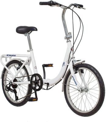 Schwinn Loop Adult Folding Bike, 20-inch Wheels, 7-Speed Drivetrain, Rear Carry Rack, Carrying Bag