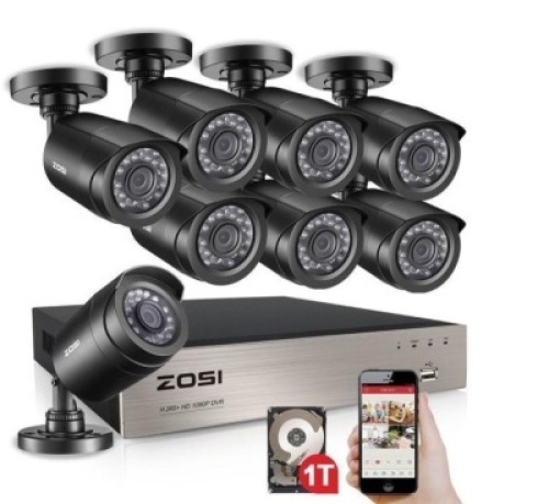 ZOSI&nbsp;8-Channel 1080p 1TB DVR Surveillance System with 8-Wired Bullet Cameras. Appears New