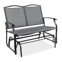 2-Person Patio Loveseat Swing Glider, Gray