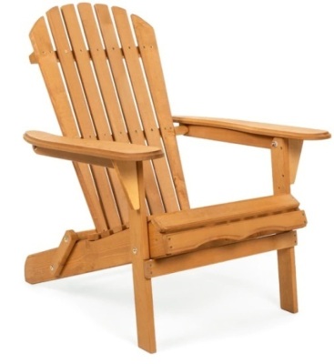 Folding Wooden Adirondack Chair Accent Furniture w/ Natural Finish - Brown,APPEARS NEW