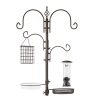 4-Hook Bird Feeding Station, Steel Feeder Stand w/ 2 Bird Feeders - 91in, Appears New