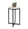 Round Coffee Side Table w/ Faux Marble Top, Metal Frame - 16in, Appears New