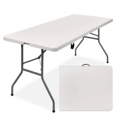 6ft Portable Folding Plastic Dining Table w/ Handle, Lock, Appears New