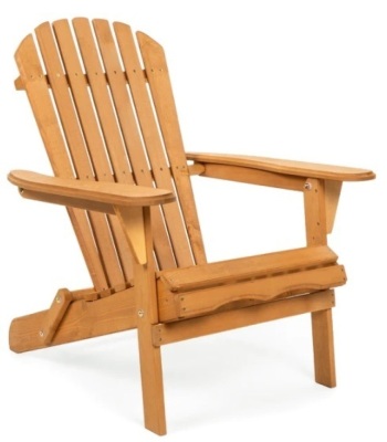 Folding Wooden Adirondack Chair Accent Furniture w/ Natural Finish - Brown,NEW