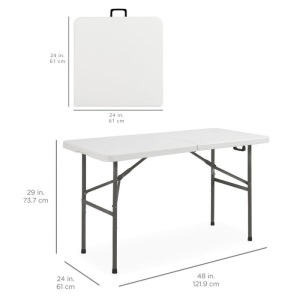 BCP  SKY 1593: 4 Ft  Portable Folding  Plastic  Dining Table  W / Handle And lock 