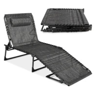 Portable Patio Chaise Lounge Chair Outdoor Recliner w/ Pillow, Appears New