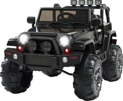 12V Ride On Truck, Battery Powered Toy Car w/ Spring Suspension, Remote Control, 3 Speeds, LED Lights, Bluetooth
