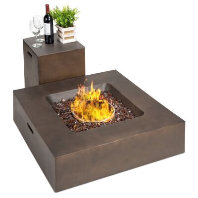 40,000 BTU Square Propane Fire Pit Table w/ Gas Tank Storage - 35x35in