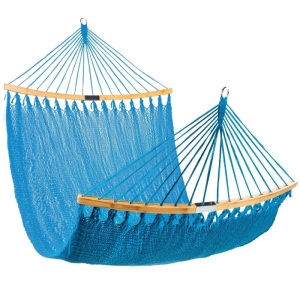 BCP   SKY  5791 : 2  Person Woven Polyester  Hammock  W / Curved Bamboo Spreader  bar , Carrying Bag 