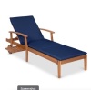 Adjustable Acacia Wood Chaise Lounge Chair, 79x26in, Navy