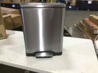 Stainless Steel 2 Compartment Trash Can with Removable Basket