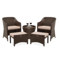 5-Piece Outdoor Wicker Bistro Set, Brown