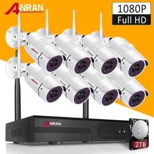 ANRAN 8CH 1080P Wireless Outdoor Security Camera System P2P NVR with 2TB HDD APP. New