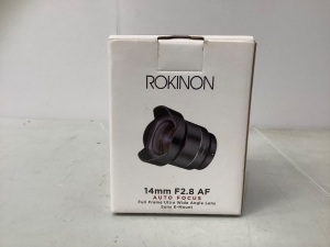 Rokinon 14mm Wide Angle Lens, Appears New, Retail $499.00