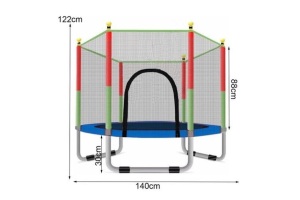 Kids Trampoline With Enclosure Safety Net, Spring Cover Padding - Appears New in Damaged Box