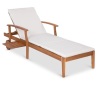 Adjustable Acacia Wood Chaise Lounge Chair w/ Side Table, Wheels - 79x26in, Appears New