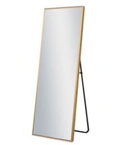 NEUTYPE 64 in. x 21 in. Modern Rectangle Metal Framed Gold Full Length Floor/Standing Mirror