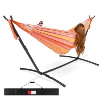 2-Person Brazilian-Style Double Hammock w/ Carrying Bag and Steel Stand, Appears New