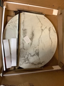 Round Coffee Table w/ Faux Marble Top, Metal Frame - 36in, Small Damage on Edge, Ecommerce Return