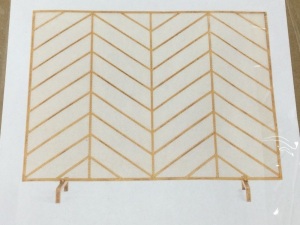 Fireplace Screen w/ Antique Finish, Single Panel Handcrafted Wrought Iron Mesh Chevron Fireplace Screen,