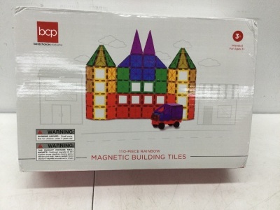 Magnetic Building Tiles, 110 Piece Rainbow, Appears New