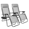 Set of 2 Adjustable Zero Gravity Patio Chair Recliners, Ice Gray 