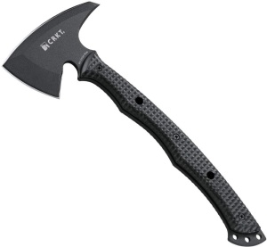 CRKT Kangee Tomahawk with Sheath: T-Hawk with Spike, Black Powder Coated High Carbon Blade, Checkered Handle Scales, Molle Compatible Sheath. Appears New