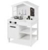 Kids Farmhouse Play Kitchen w/ Chalkboard, Storage Shelves, 5 Accessories, Appears New