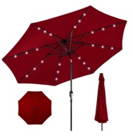 Solar LED Lighted Patio Umbrella w/ Tilt Adjustment, UV-Resistance - 10ft, Appears New