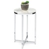 Round Coffee Side Table,16in, White/Chrome