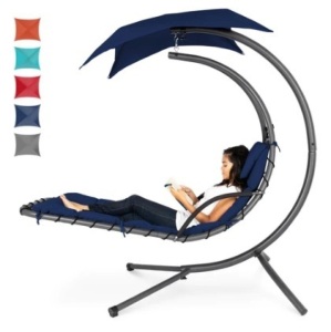 Hanging Curved Chaise Lounge Chair, Navy