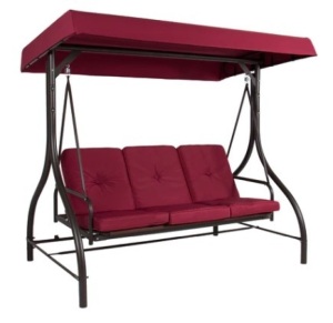 3-Seat Outdoor Canopy Swing Glider, Burgundy