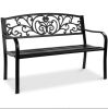 Steel Bench for Outdoor, Patio, Garden w/ Floral Design - 50in