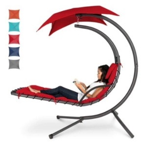 Hanging Curved Chaise Lounge Chair, Red