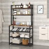 TIYASE 6-Tier Kitchen Baker’s Rack with Storage and Wine Rack, 6 Hooks - Appears New