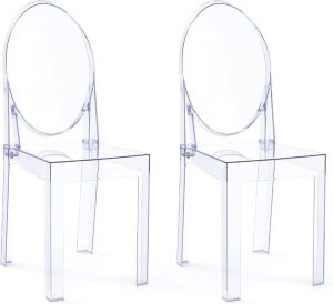 Clear Plastic Dining Chairs, Disassembled and Non-Stackable, Set of 2 