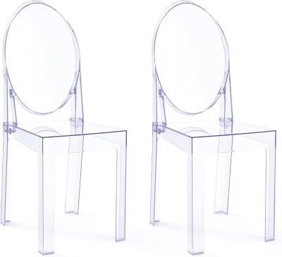 Clear Plastic Dining Chairs, Disassembled and Non-Stackable, Set of 2 