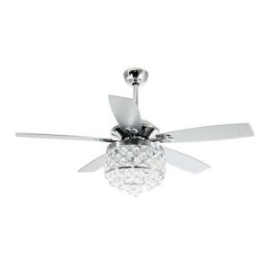 Parrot Uncle 52 Inch Crystal Chandelier Ceiling Fan with 5 Reversible Blades, F6218